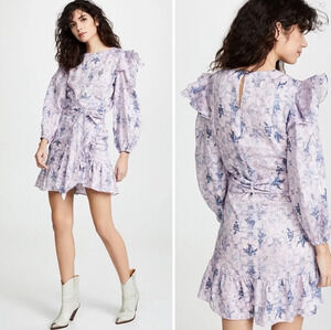 Isabel Marant Etoile Telicia Linen Wrap Mini Dress With Flirty Ruffle Skirt